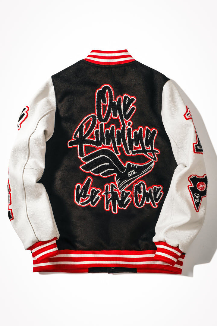 "MJC Trophy Room" Wool-Blend Felt and Leather Varsity Jacket SS24