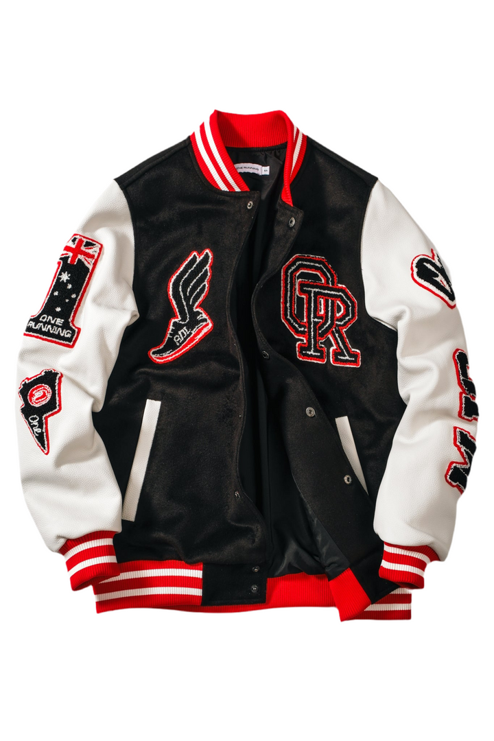 "MJC Trophy Room" Wool-Blend Felt and Leather Varsity Jacket SS24