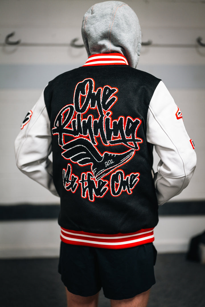 "MJC Trophy Room" Wool-Blend Felt and Leather Varsity Jacket SS24