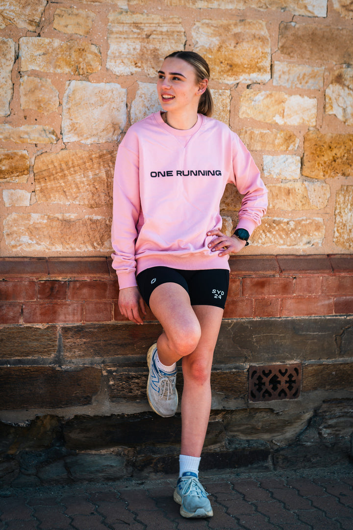 Clubroom Crewneck Blush Large logo & "BE THE ONE" back
