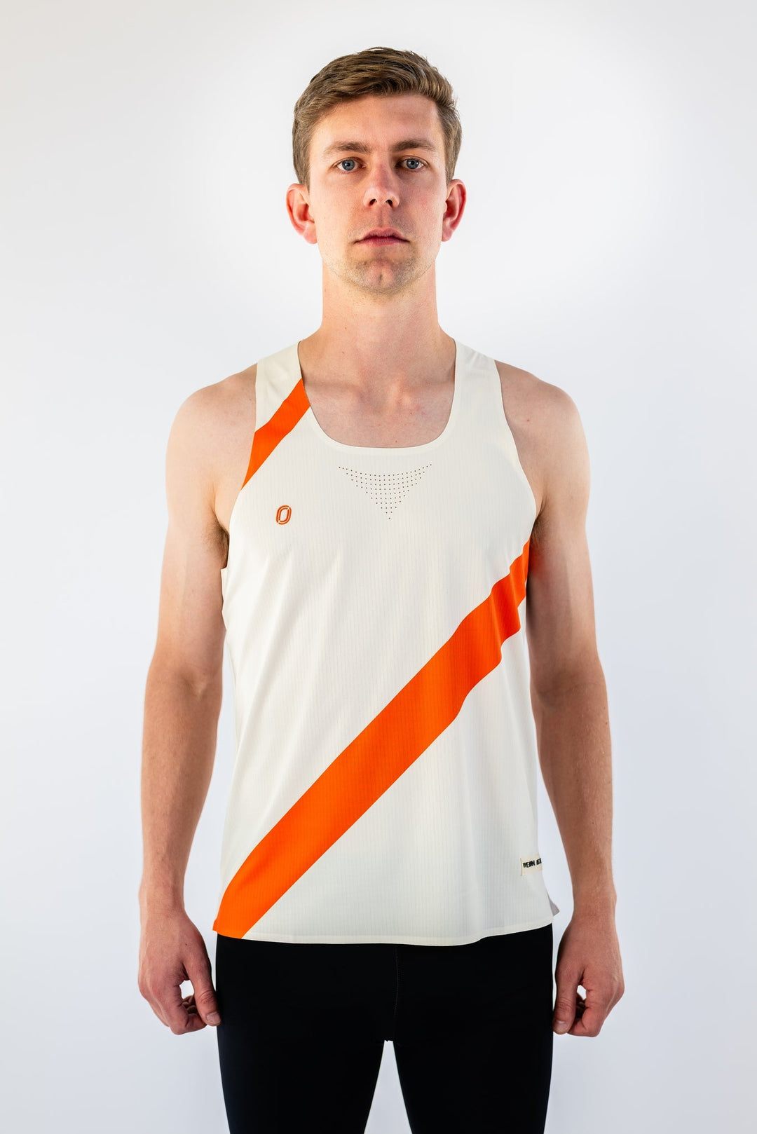 Victory Speed Tech Singlet Ivory & Orange For Men