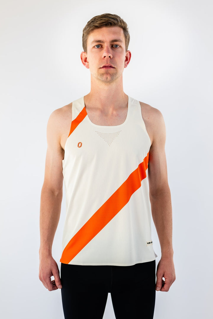 Victory Speed Tech Singlet Ivory & Orange For Men