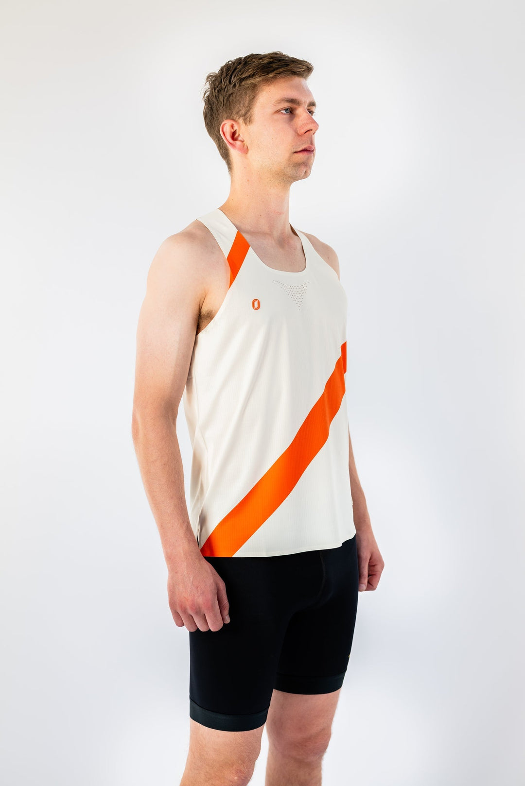 Victory Speed Tech Singlet Ivory & Orange For Men