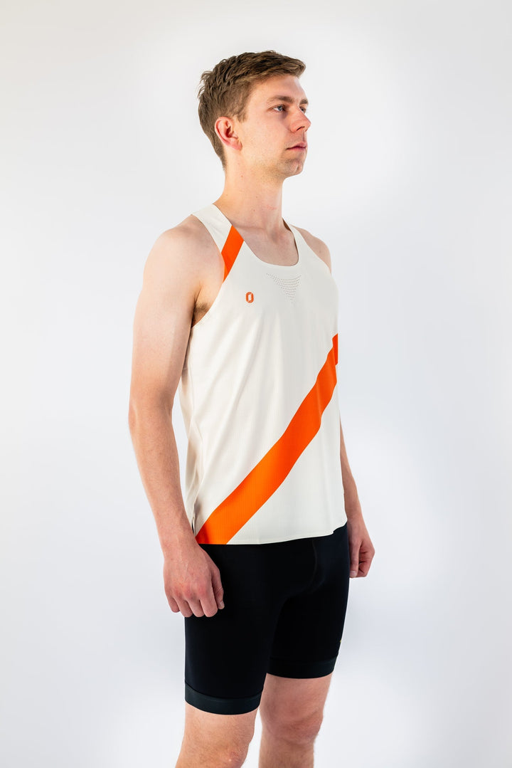 Victory Speed Tech Singlet Ivory & Orange For Men