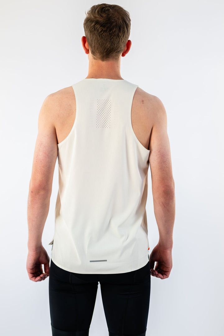 Victory Speed Tech Singlet Ivory & Orange For Men